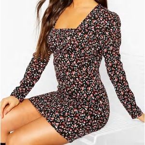 NWT Floral Square Neck Mini Dress